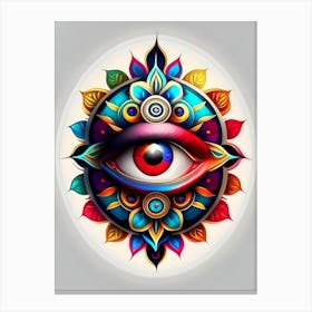 Dharma Wheel, Symbol, Third Eye Tattoo 3 Canvas Print