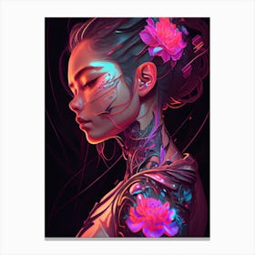 Sci-Fi Cyberpunk Flower Girl Canvas Print