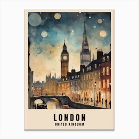 London Travel Poster Vintage United Kingdom Painting (4) Canvas Print
