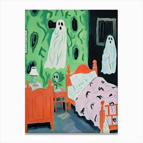 Green Bedroom With Two Ghosts, Matisse Style Canvas Print