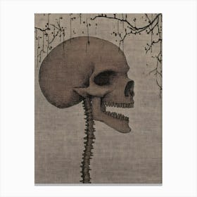 Skull With Branches Canvas Print