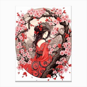 Cherry Blossoms Japanese Style Illustration 11 Canvas Print