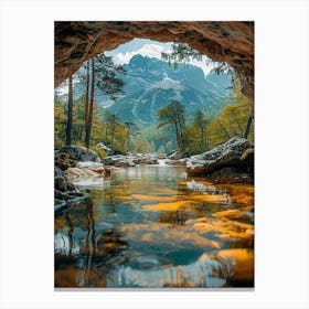 Waterfall In A Cave Canvas Print