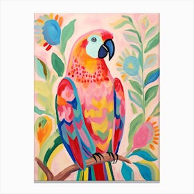 Pink Scandi Parrot 4 Canvas Print
