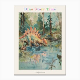 Stegosaurus Storybook Painting 3 Poster Canvas Print