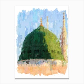 Al-Masjid an-Nabawi in Impressionist Digital Painting Canvas Print