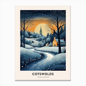 Winter Night  Travel Poster Cotswolds United Kingdom 1 Canvas Print