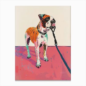 Bulldog On A Leash Canvas Print