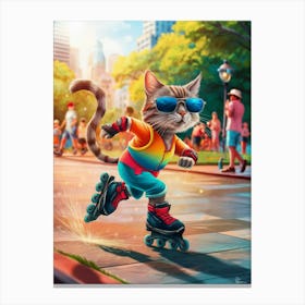 Skateboarding Cat Canvas Print