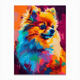 Pomeranian dog colourful Painting Canvas Print