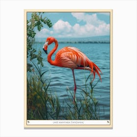 Greater Flamingo Lake Manyara Tanzania Tropical Illustration 2 Poster Canvas Print