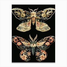 Dark Butterflies William Morris Style 10 Canvas Print