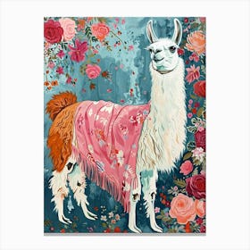 Floral Animal Painting Llama 3 Canvas Print