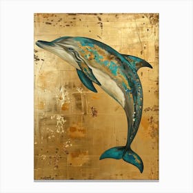 Dolphin Gold Effect Collage 8 Canvas Print