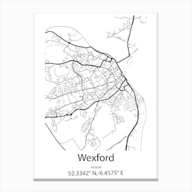 Wexford,Ireland Minimalist Map Canvas Print