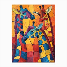 Geometric Colourful Giraffes 1 Canvas Print