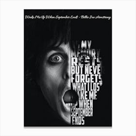 Wake Me Up When September Ends Green Day Billie Joe Armstrong Text Art Canvas Print