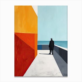 Man By The Sea, Minimalism Canvas Print