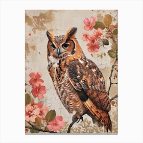 African Wood Owl Japanese Painting 6 Canvas Print