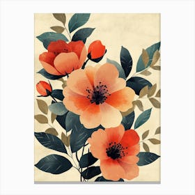 Red And Orange Flowers Canvas Print