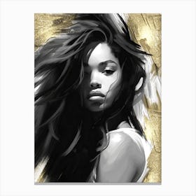 Black Girl with Gold Abstract 7 Canvas Print