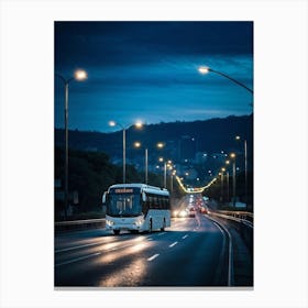 Bus Gasoline Urban Move Background Black Modern Europa Car Twilight Light Lamp Life Obs (10) Canvas Print