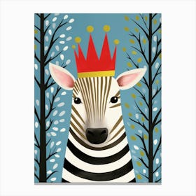 Little Zebra Wearing A Crown Canvas Print