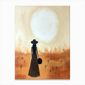 Woman In Hat, Boho Art Style Canvas Print