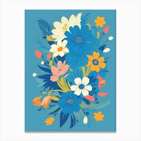 Beautiful Flowers Illustration Vertical Composition In Blue Tone 31 Canvas Print