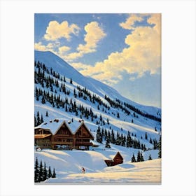 Pas De La Casa, Andorra Ski Resort Vintage Landscape 2 Skiing Poster Canvas Print