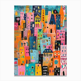 Kitsch Colourful Cityscape Patterns 1 Canvas Print