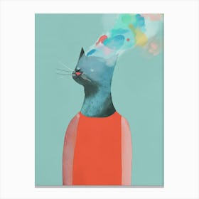 Cat With A Rainbow Canvas Print