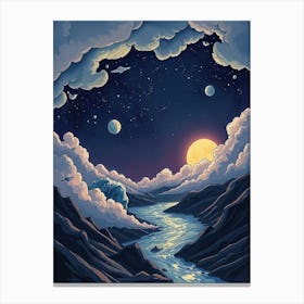 Night Sky With Clouds Canvas Print