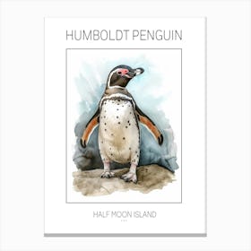 Humboldt Penguin Half Moon Island Watercolour Painting 2 Poster Canvas Print