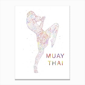 Male Muay Thai Boxing Watercolor 1 Canvas Print