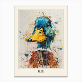 Duck Colourful Watercolour 3 Poster Canvas Print