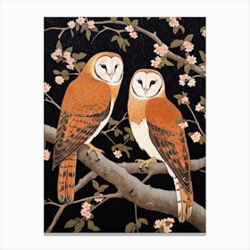 Art Nouveau Birds Poster Barn Owl 3 Canvas Print
