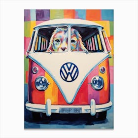 Volkswagen Type 2 Vintage Car With A Dog, Matisse Style Painting 1 Canvas Print
