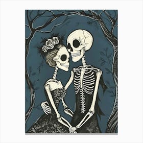 Day Of The Dead Skeleton Couple Canvas Print