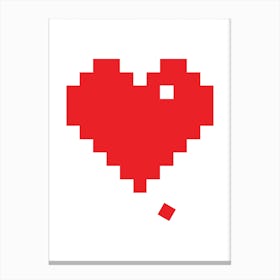 Red Pixel Heart Canvas Print