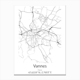 Vannes,France Minimalist Map Canvas Print