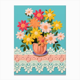 Crochet Dining Room Table With Flowers  2 Canvas Print