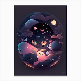 Dark Energy Kawaii Kids Space Canvas Print