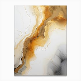 Ochre And White Flow Asbtract Painting 2 Canvas Print