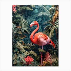 Greater Flamingo Bolivia Tropical Illustration 6 Canvas Print