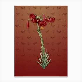 Vintage Lily Botanical on Falu Red Pattern n.1891 Canvas Print