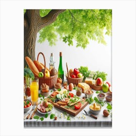 Picnic Table With Fruits And Vegetables Canvas Print