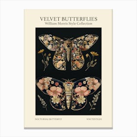 Velvet Butterflies Collection Nocturnal Butterfly William Morris Style 10 Canvas Print