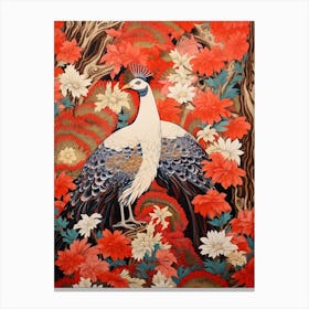 Aster And Bird 2 Vintage Japanese Botanical Canvas Print
