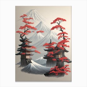 Japanese Mountain Landscape Canvas Print